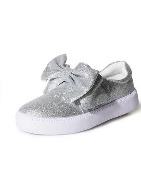 Glitter Slip-On Bow Sneakers in Silver